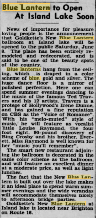 Blue Lantern Ballroom - JUNE 5 1940 ARTICLE